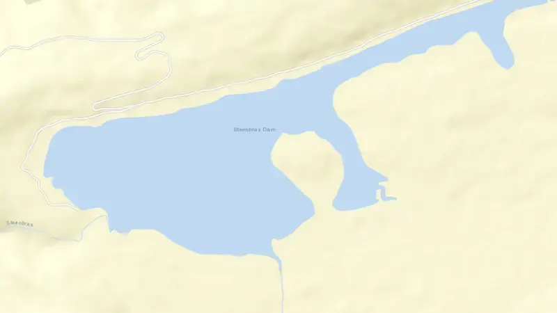 Road map of Steenbras-Lower Dam reservoir, Western Cape, South Africa