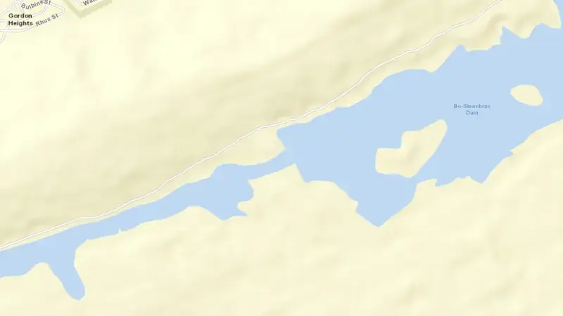 Road map of Steenbras-Upper Dam reservoir, Western Cape, South Africa