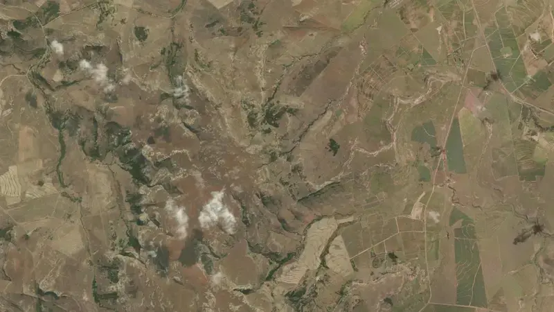 Satellite view of Sterkfontein Dam reservoir, Free State, South Africa