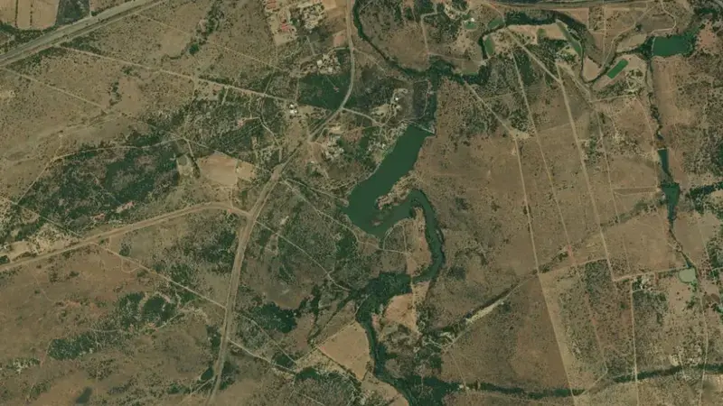Satellite view of Swartruggens Dam reservoir, North West, South Africa