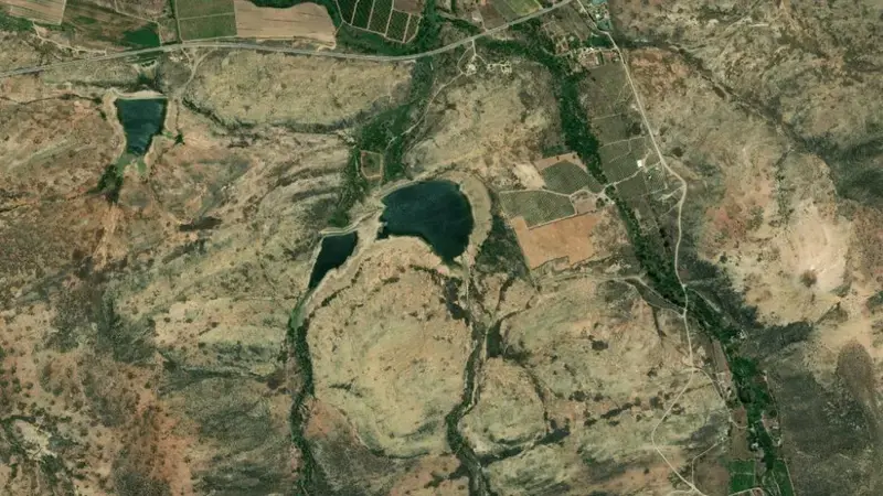 Satellite view of Tierkloof Dam reservoir, Western Cape, South Africa