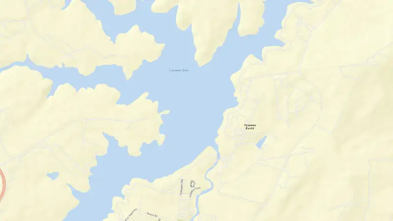 Road map of Tzaneen Dam reservoir, Limpopo, South Africa