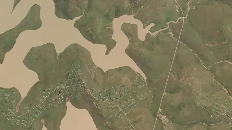 Satellite view of Umtata Dam reservoir, Eastern Cape, South Africa