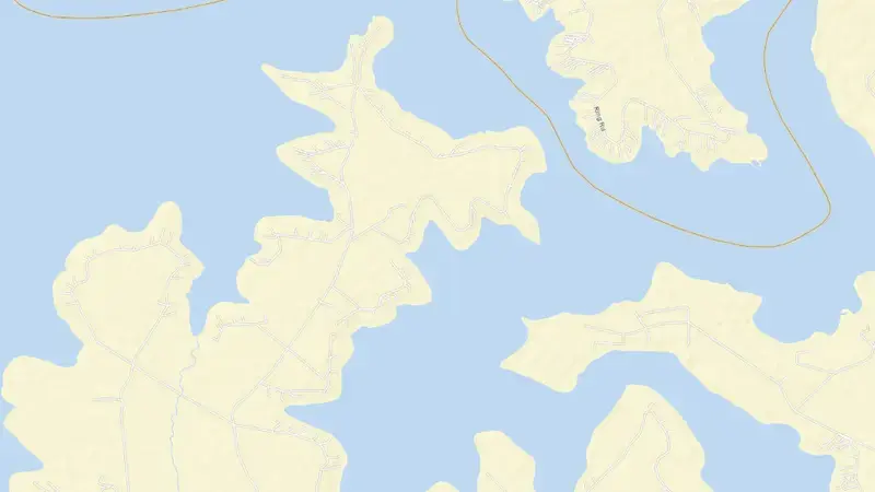 Road map of Vaal Dam reservoir, Free State, South Africa