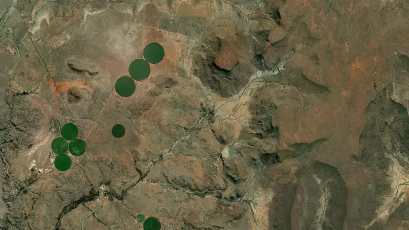 Satellite view of Vanderkloof Dam reservoir, Free State, South Africa