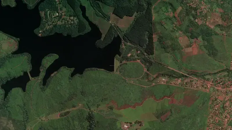 Satellite view of Vondo Dam reservoir, Limpopo, South Africa