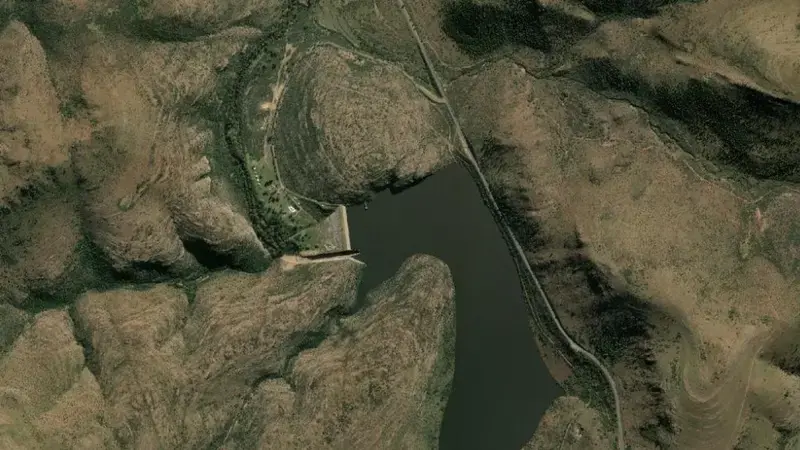 Satellite view of Waterdown Dam reservoir, Eastern Cape, South Africa