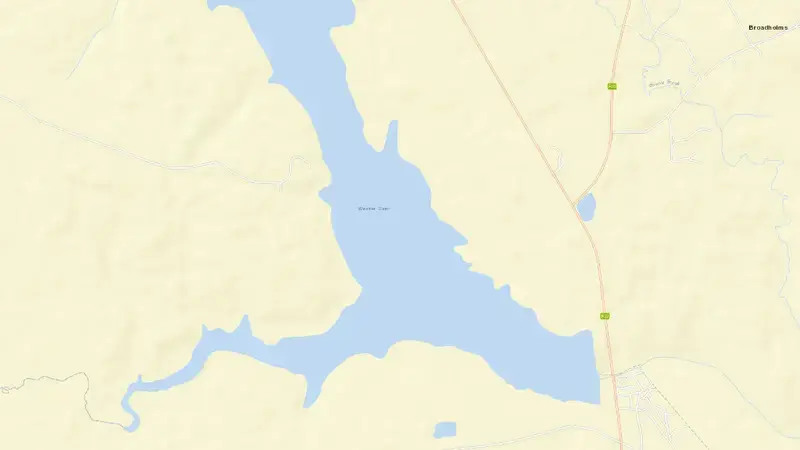 Road map of Westoe Dam reservoir, Mpumalanga, South Africa