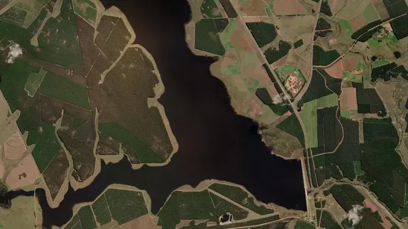 Satellite view of Westoe Dam reservoir, Mpumalanga, South Africa