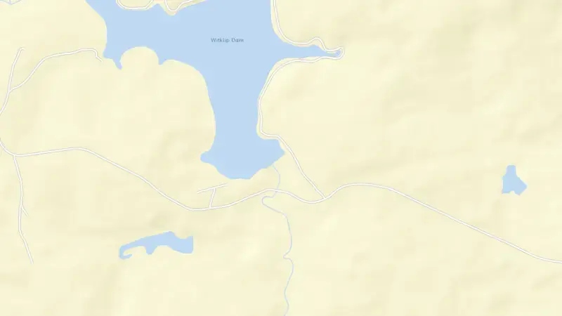 Road map of Witklip Dam reservoir, Mpumalanga, South Africa