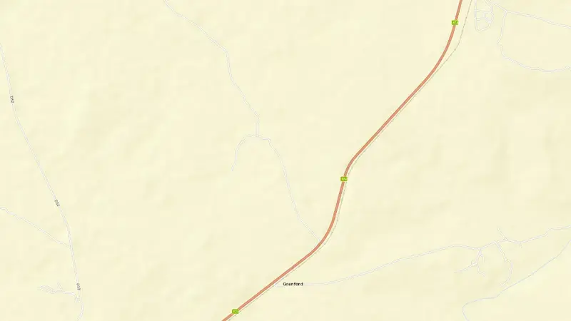 Road map of Woodstock Dam reservoir, KwaZulu-Natal, South Africa
