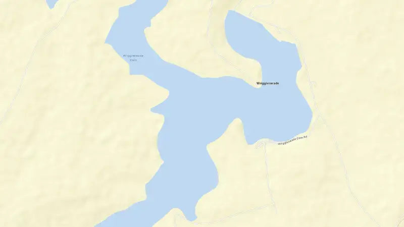 Road map of Wriggleswade Dam reservoir, Eastern Cape, South Africa